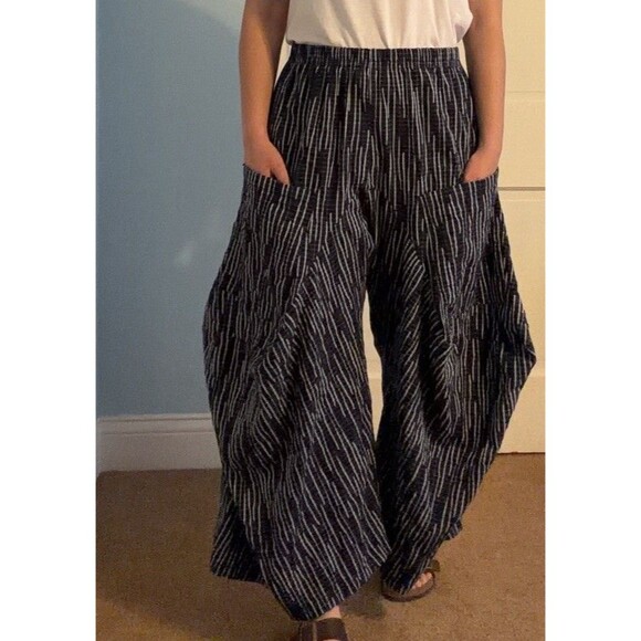 DRESS TO KILL by Jane Mohr Wide-Leg Harem Pants, Navy/Gray Striped, Size 1 - Picture 13 of 16